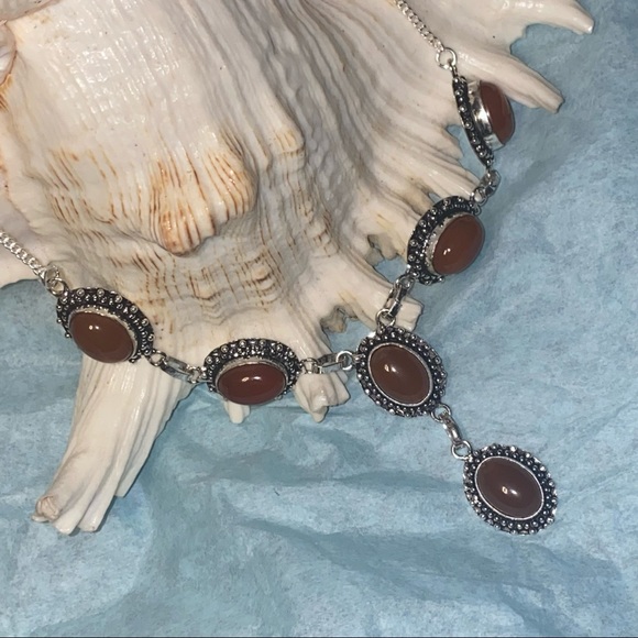 Carnelian vintage handcrafted 6 gem necklace - Picture 4 of 6